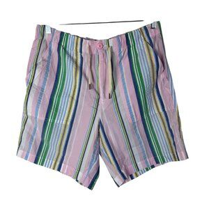 Polo Ralph Lauren Relaxed Pink Multicolor Striped Seersucker Shorts Mens Large